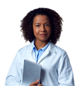 black female doctor portrait transparent background