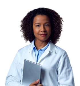 black female doctor portrait transparent background