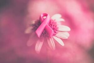 Pink ribbon on a flower